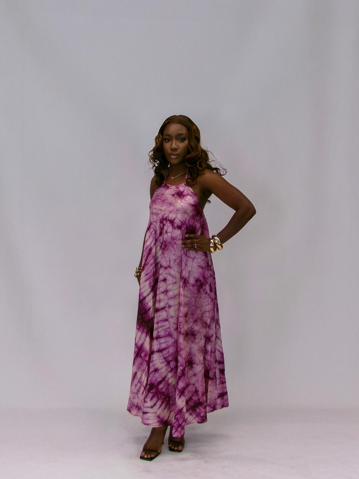Äramí ruched neck backless dress - Purple