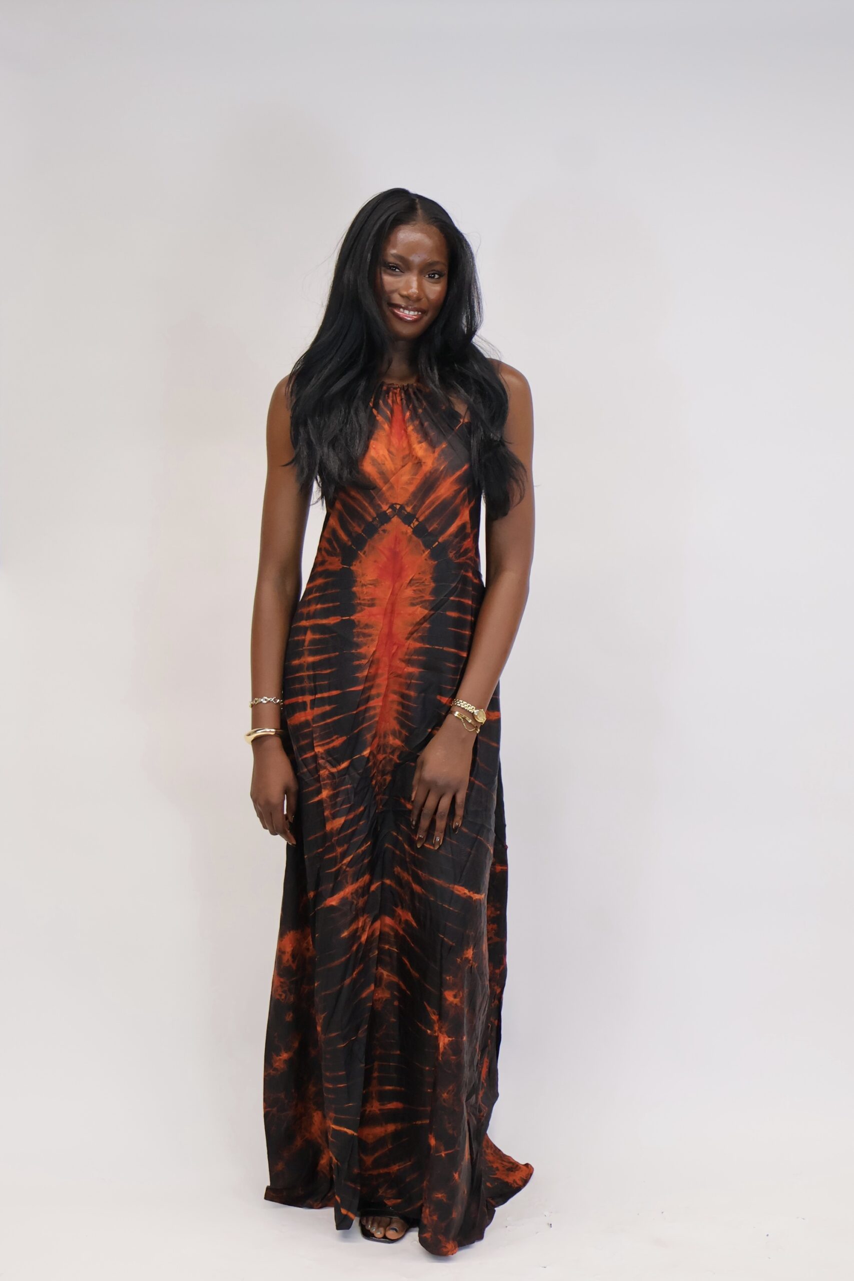 Äramí Ruched Neck Backless Dress